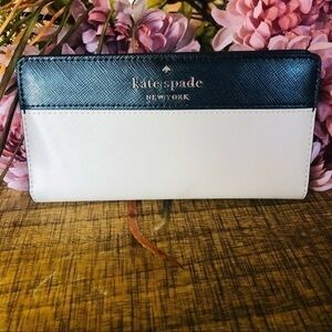 Kate Spade Saffiano Leather Wallet Snap Closure ID Window Zip Back NWT
